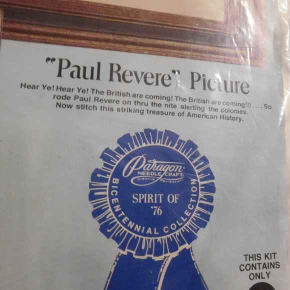 Paragon Spirit of '76 America PAUL REVERE Crewel Stitchery Kit Vintage 1973 - Picture 3 of 6